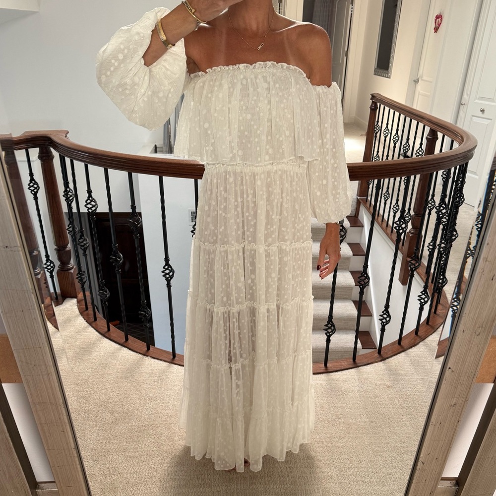 Off-Shoulder White Maxi Dress